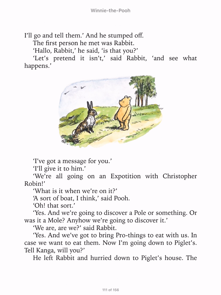 An extract of Winnie the Pooh with a typical drawing